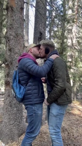 Trailhead my husband and i were hiking in the colorado woods on our