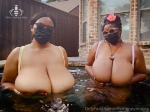 Four huge tits one small hot tub - watch me get friendly and initimate part 1