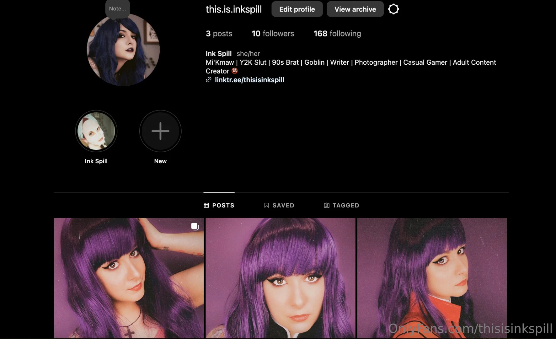 My ass is back on instagram https www instagram com this is inkspill 