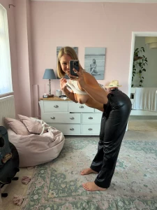 These leather pants are so tight