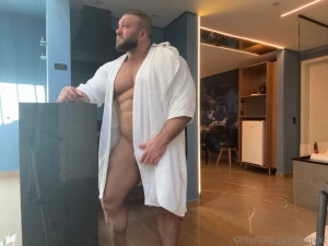 Robe slightly open muscles on display do you need an invitation to