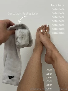Hey pathetic little loser these filthy socks aren t going to worship