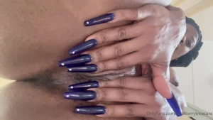 Had to bust a squat and play with my freshly shaven pussy