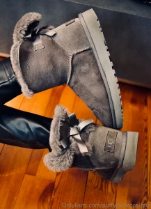 2x moncler sotiria shiny leather leggings and ugg mini bailey bows the part 2