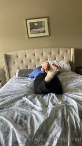 Afternoon nap while i tease you and stick my bare alpha feet in your