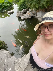 Swimmin with the koi s today where s your favorite place to swim