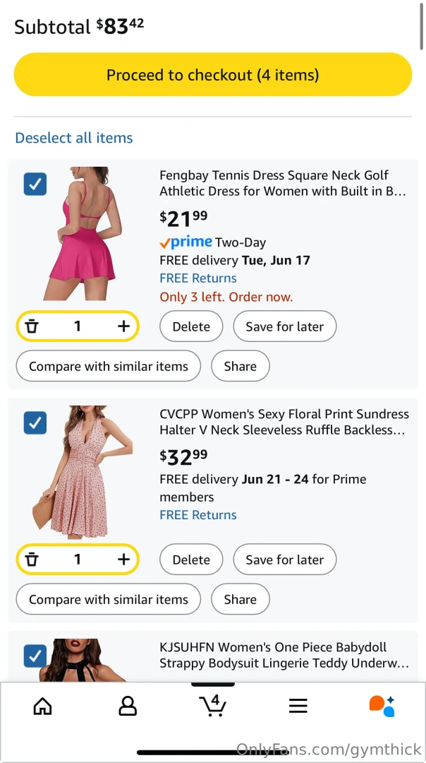 Tip towards my cart and get content 