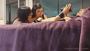 Double blowjob with my friend frambuesamiko to my husband geekfemboy part 1