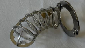 Spiked chastity tease i got a new toy to torment cucky with he was