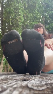 Little bit of a public tease sock removal and tease