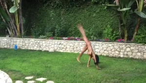 Girls just wanna have fun lol doing naked cartwheels with bestie