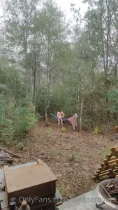 Standing out in the wintertime woods undressing and waggling about part 1