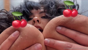 Two videos in one - bare and busty a close-up of my titties pressing