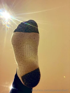 Look at my one day old sweaty gym socks with dirty sole prints as they part 2