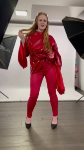 Happy valentine s day enjoy this red tease video in pvc cape amp red