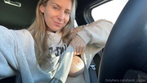 Sneaky boob flash in the gym car park