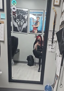 Sat through the first of two 6hr tattoo sessions to cover up the witch