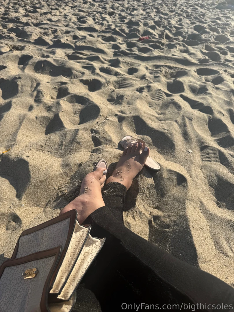 Beach day sandy white toes 