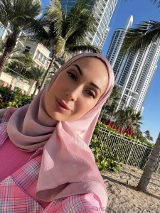 A pink outfit and a beautiful sunny landscape how do you like this