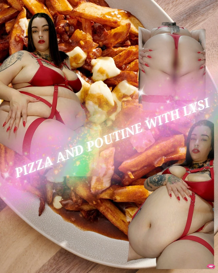 20 minutes adorned in all red lysi indulges in poutine pizza and 