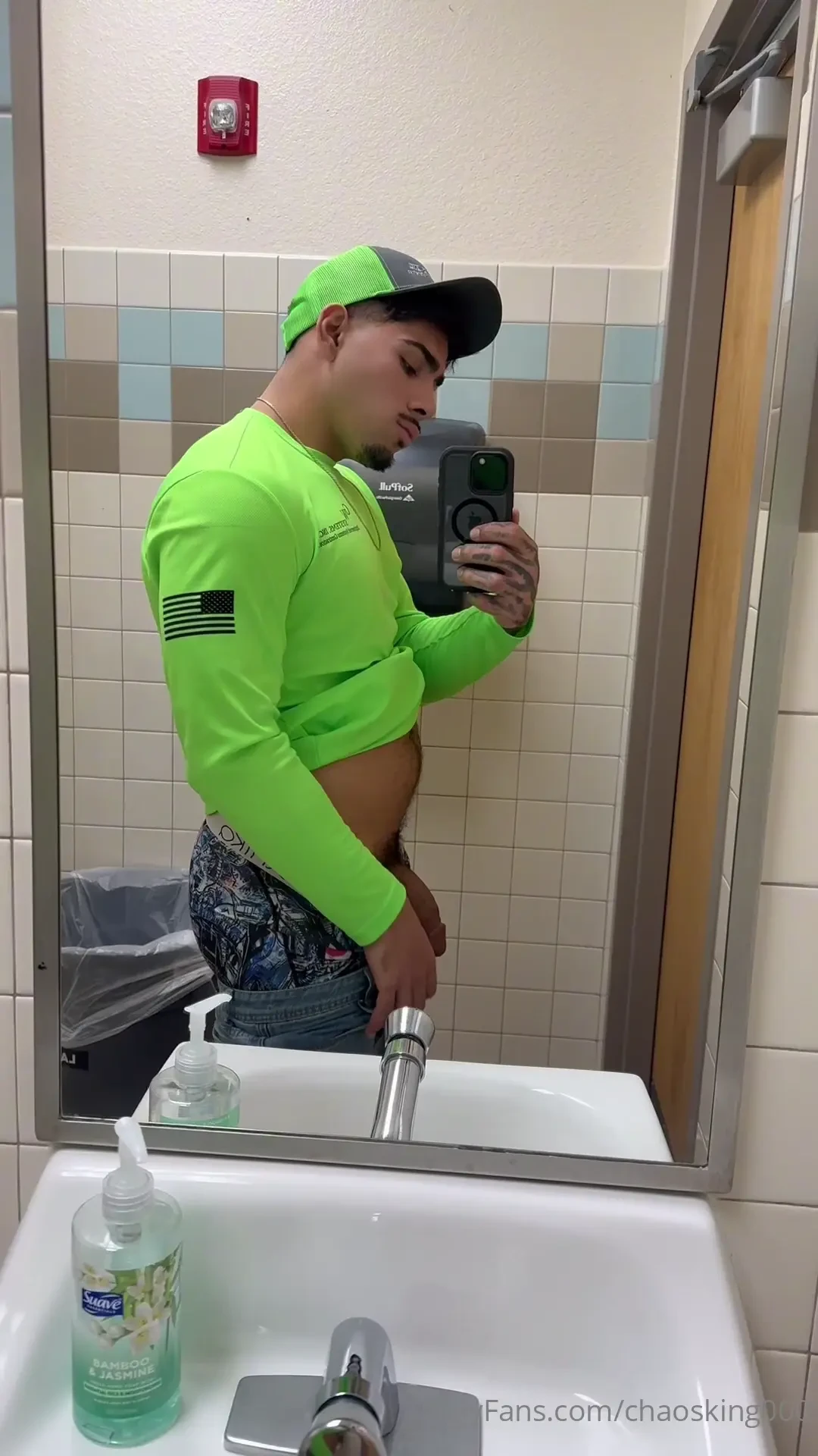 Shaking my big blue collar dick at work 