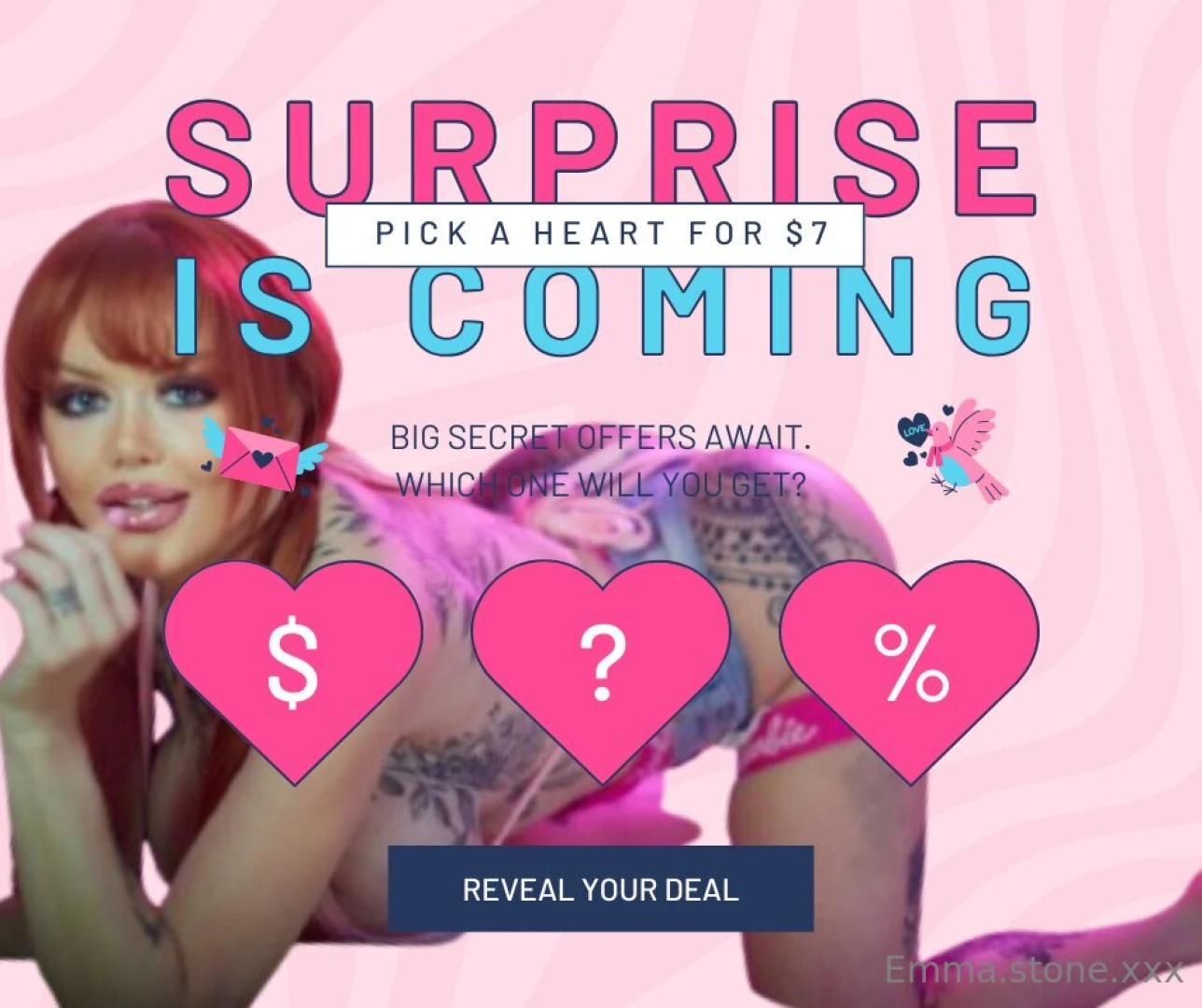 Pick a heart for 7 feeling lucky babe one of these hearts hides a 
