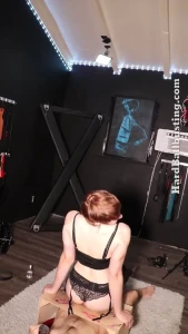 Miss lana ball stomping board standing sitting and hitting trapped