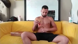 New food binge belly bloat video grommr binge overeating devour