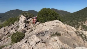 Horny topless hiking