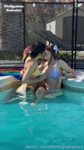 Sapphic pool party and shower time things got steamy with selenehaze