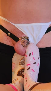 Slapping his balls with my new socks before i used his ass its day 7