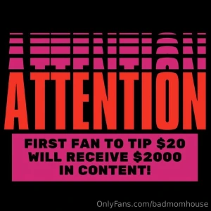 First fan to tip 20 will receive 2000 worth of contents