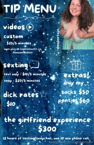 Ta-da here is a list of my tip offerings please dm for details please