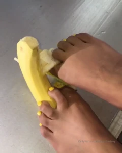 Peeling a banana with my toes