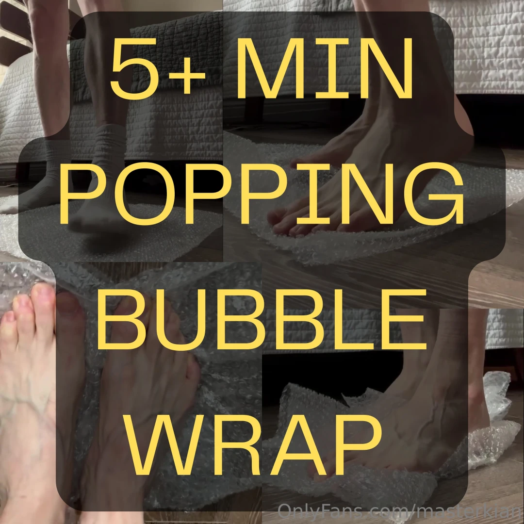 5 minute long video popping bubble wrap from 4 diff angles with socks 