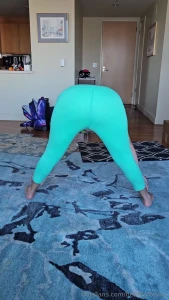 Just a little stretch for you in workout pants