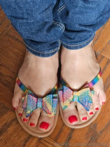 Freshly pedicured feet