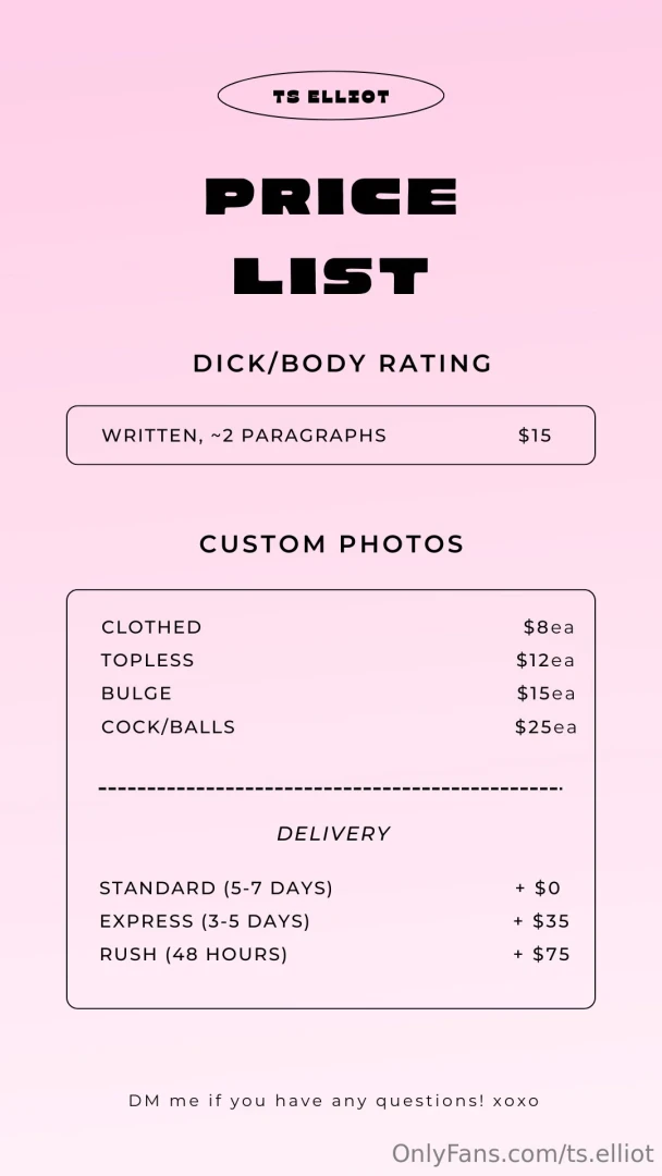 Big news i have a tip menu if you want customs or a dick rating take a 