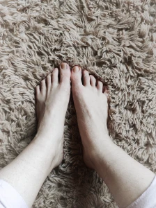 My feet are so swollen today you can see the imprint of the socks on