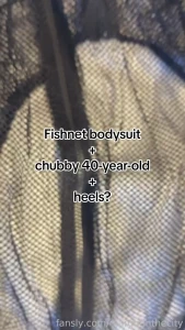 Over40 fishnet bodysuit chubby darkhair