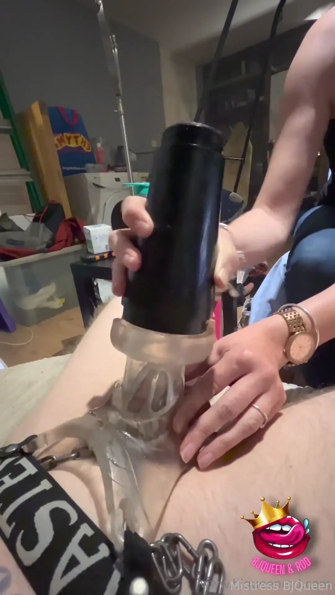 Caged cock teased and denied inside a cock sleeve my chastity sub 