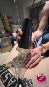 Caged cock teased and denied inside a cock sleeve my chastity sub