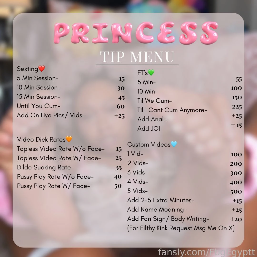 Tip princess egypt for any 1 on 1 services tip this post the exact 