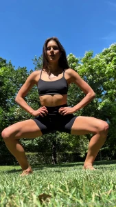 Enjoying a quiet morning in the park doing some yoga and stretching