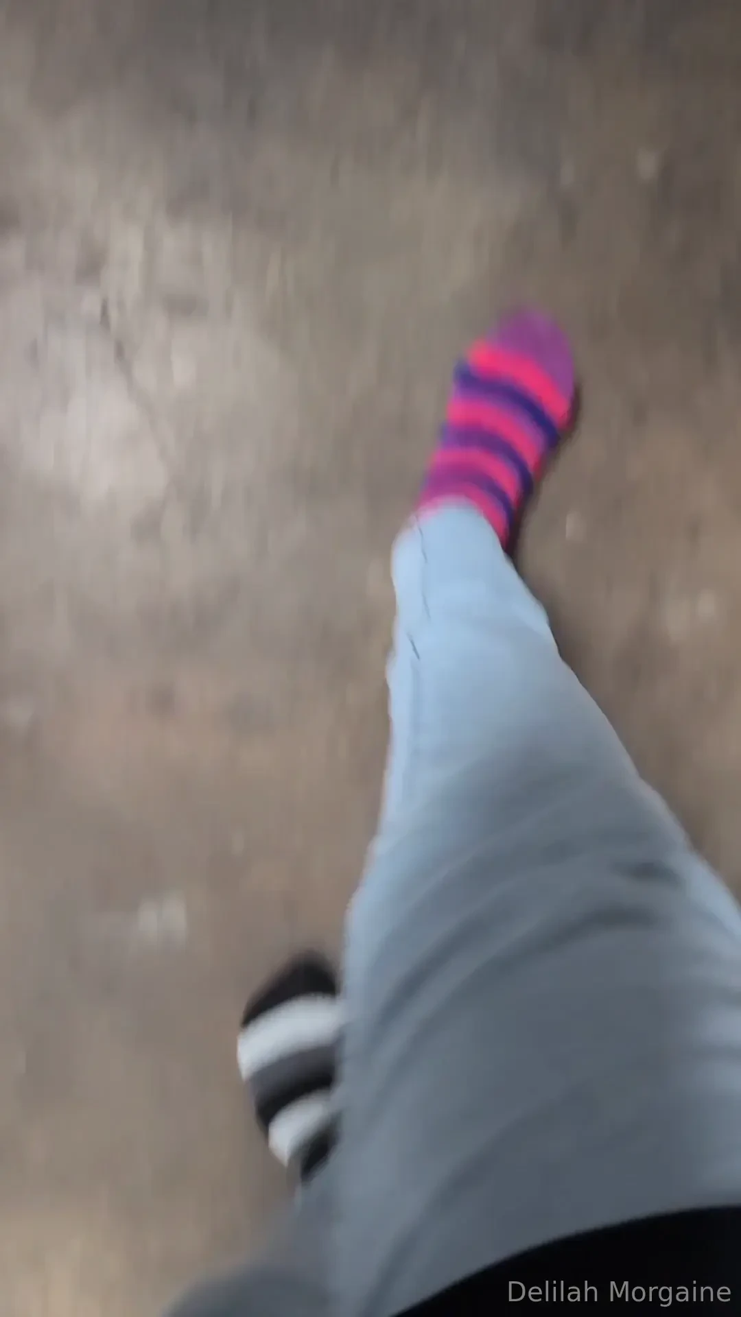 Warehouse walking new shoes and mismatch socks 