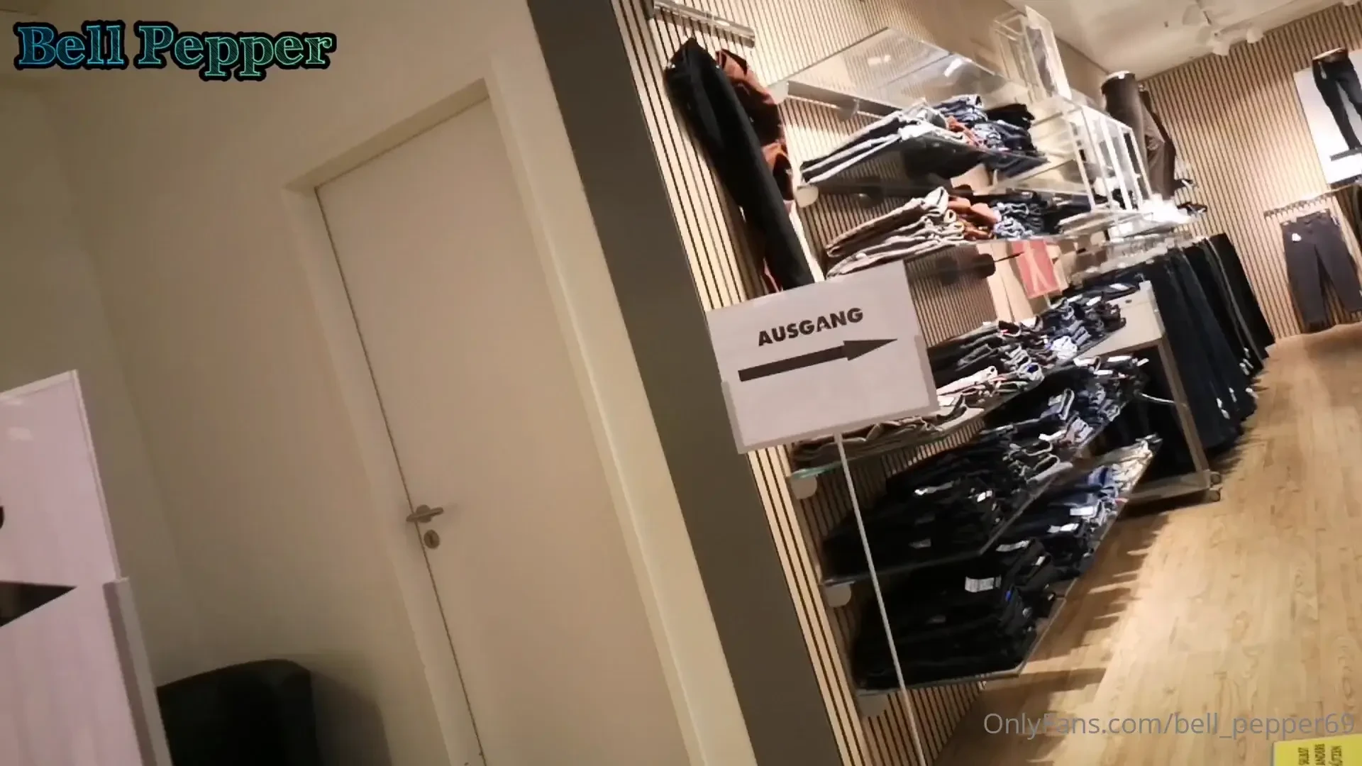Dildo fun in the locker room of a clothing store deepthroat pussy and 