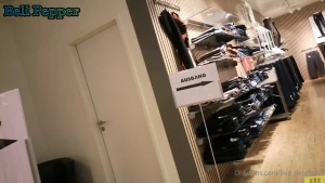 Dildo fun in the locker room of a clothing store deepthroat pussy and