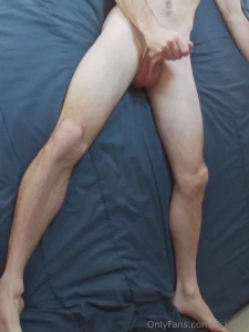 Short video of my legs and cock -- applying lube to tip and making