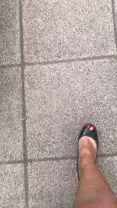 Walking in black patent peep toe sling backs