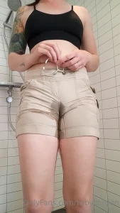 Wetting myself in my work shorts and giving myself a taste